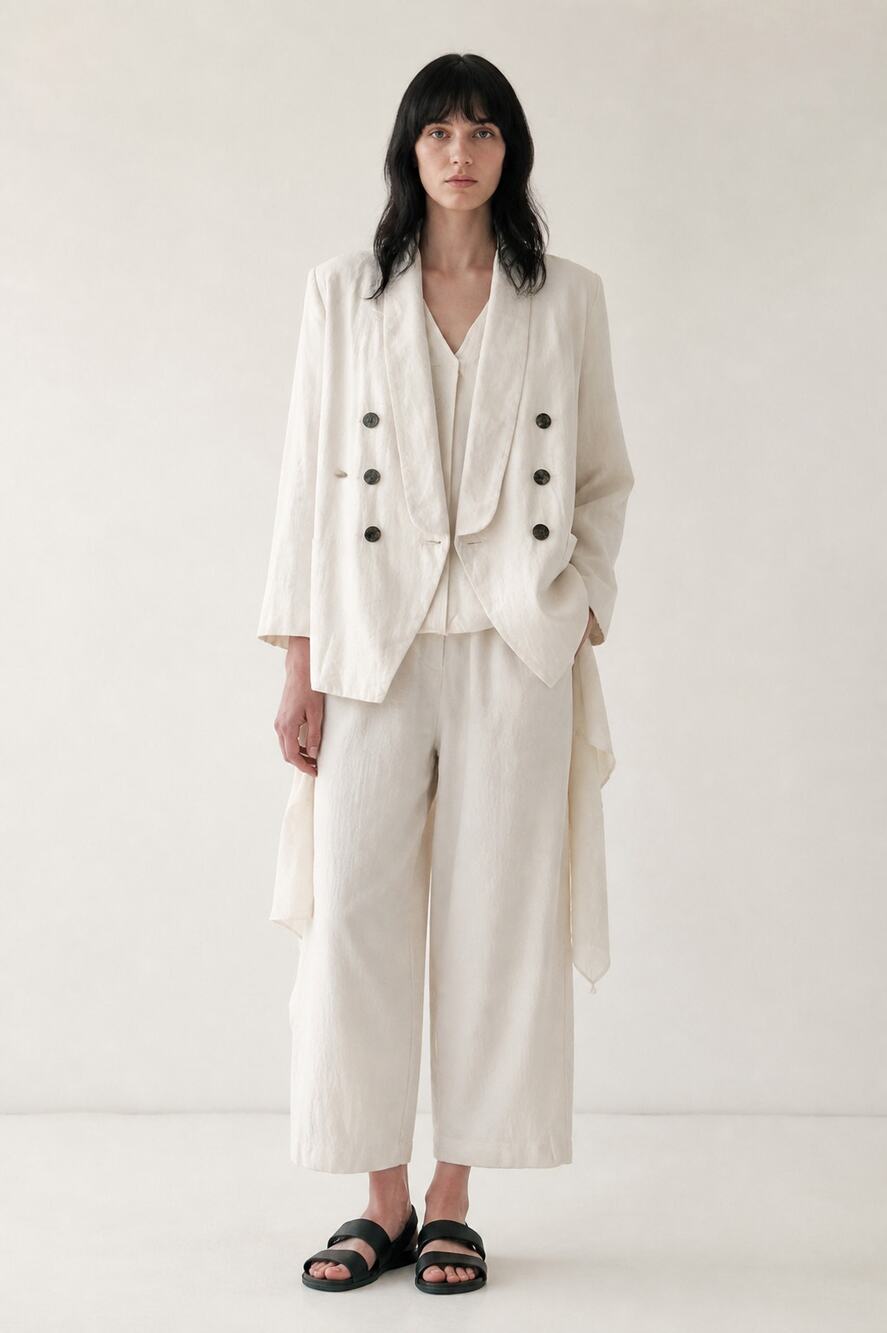 Maria Stanley Organic Cotton Maximo Blazer Jacket Bone White Womens Size XS New